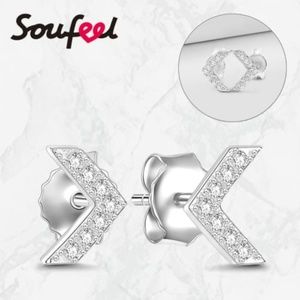 SOUFEEL Crystal Right Angles Earrings Silver